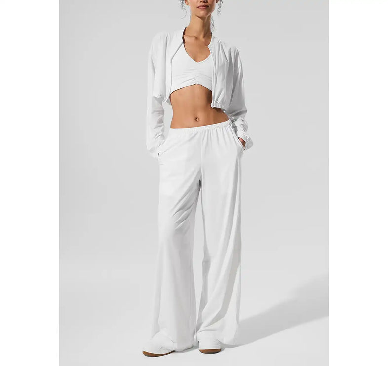 alo Women's Breezy Wide Leg Pant (Long) White