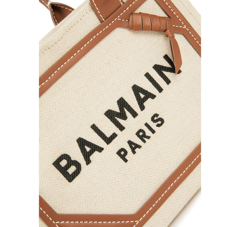 Balmain Women's B-Army Small Canvas Tote Bag Beige