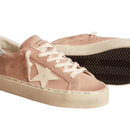 Golden Goose Women's Hi Star in Pink Suede with Cream Star and Silver Leather Heel Tab