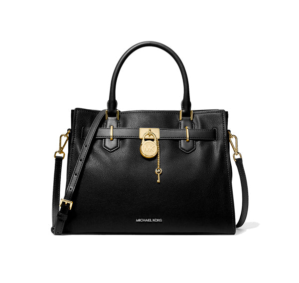 Michael Kors Women's Hamilton Medium Leather Satchel Black