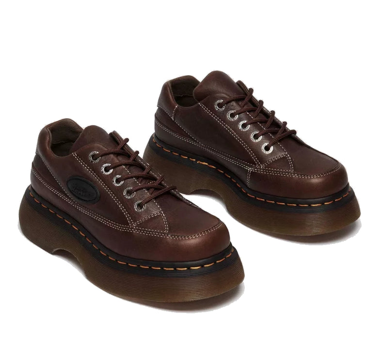 Dr. Martens Women's Buzz 5 Eye Grizzly Leather Shoes Dark Brown