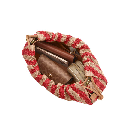 Coach Women's Faye Large Shoulder Bag With Stripes Gold/Red/Tan