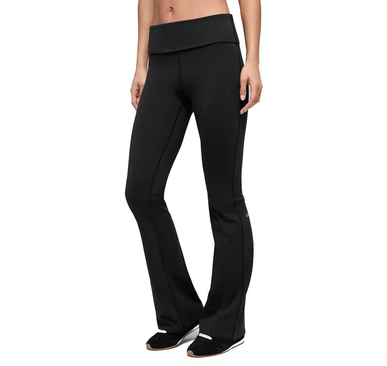 alo Women's Softsculpt Foldover Flare Legging Black