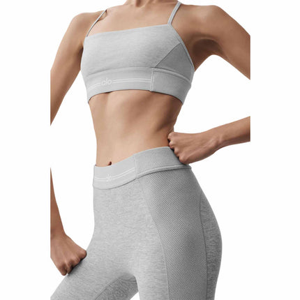 alo Women's Alosoft High-Waist 7/8 Relay Legging Athletic Heather Grey/White