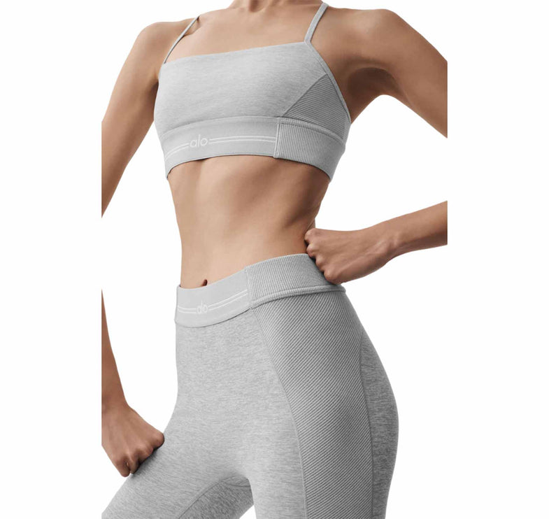 alo Women's Alosoft High-Waist 7/8 Relay Legging Athletic Heather Grey/White