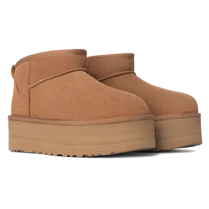 UGG Classic Ultra Mini Platform kadın botu, kahverengi (chestnut) süet