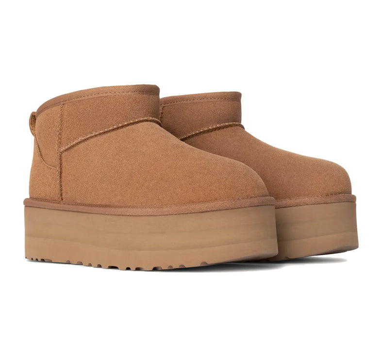 UGG Classic Ultra Mini Platform kadın botu, kahverengi (chestnut) süet