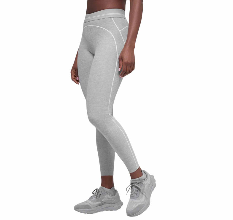 alo Women's 7/8 High-Waist Alosoft Heart Throb Legging Athletic Heather Grey/White