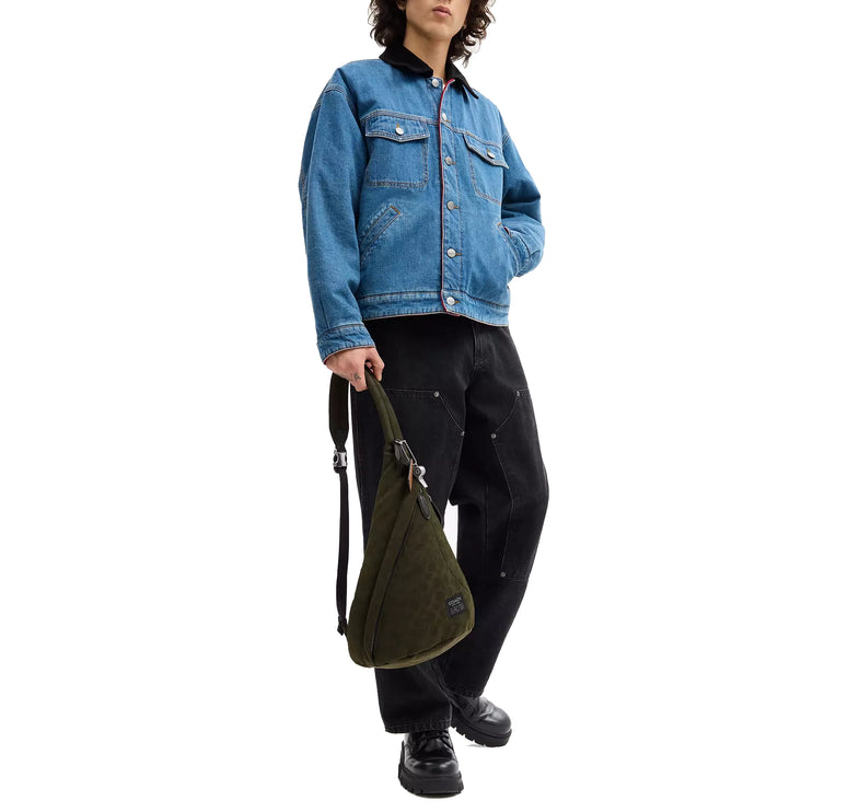 Coach Unisex Lachlan Sling In Signature Nylon Dark Moss