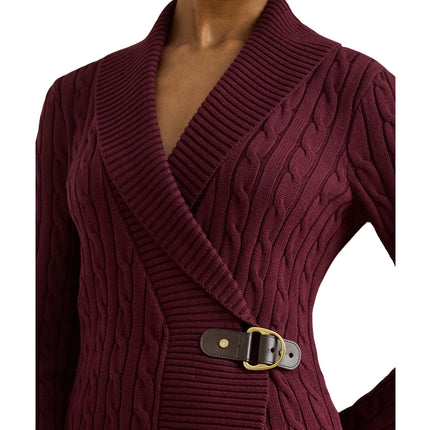Polo Ralph Lauren Women's Buckle-Trim Cotton Sweater Dark Garnet