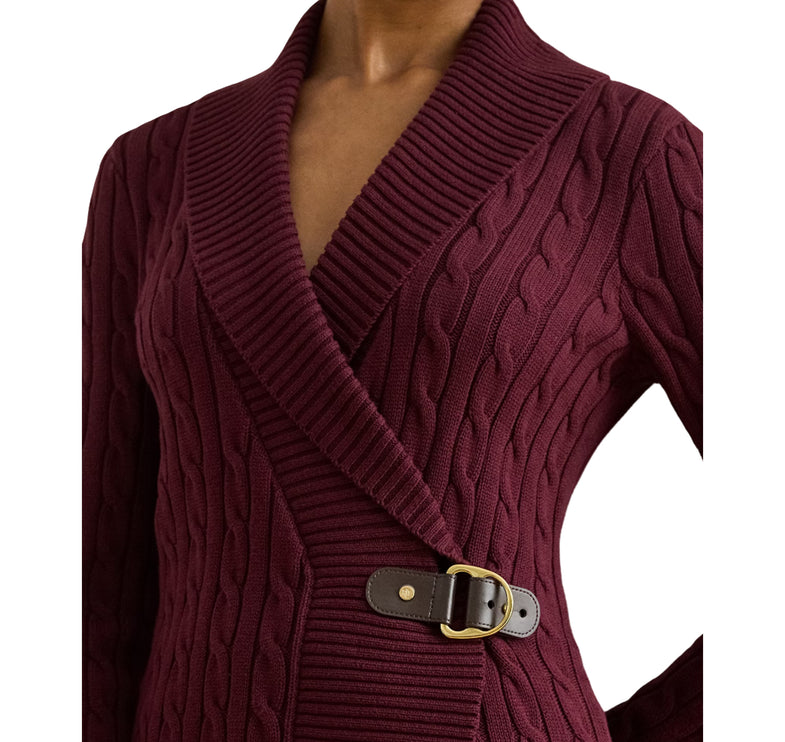 Polo Ralph Lauren Women's Buckle-Trim Cotton Sweater Dark Garnet