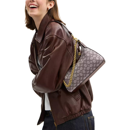 Coach Women's Juliet Shoulder Bag 25 In Signature Jacquard Brass/Oak Maple