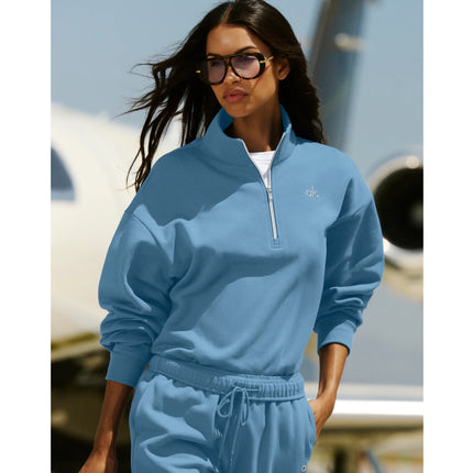 alo Women's Accolade 1/4 Zip Pullover California Blue