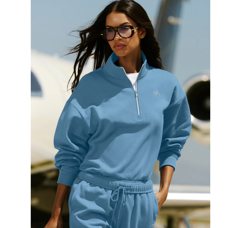 alo Women's Accolade 1/4 Zip Pullover California Blue