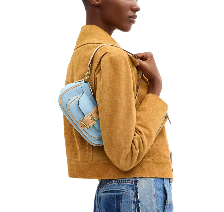 Coach Women's Ashton Mini Shoulder Bag In Signature Leather Gold/Light Blue