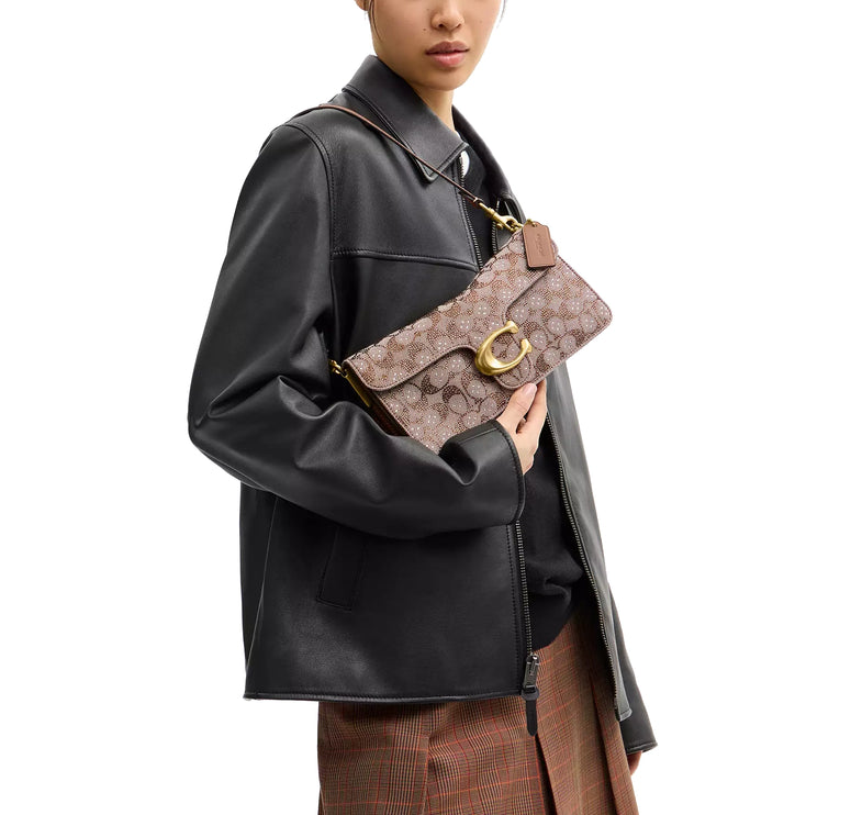 Coach Women's Tabby Shoulder Bag 26 In Crystal Signature Jacquard Brass/Mushroom