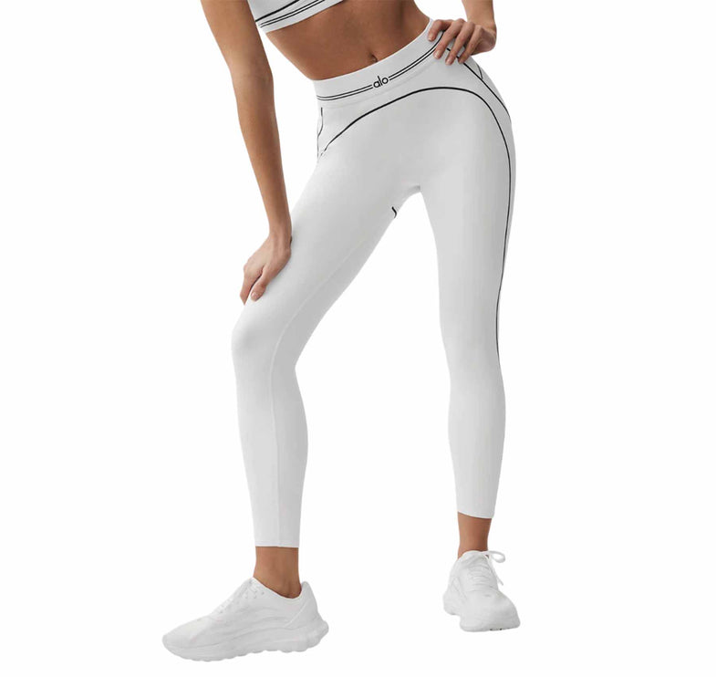 alo Women's Airbrush High-Waist 7/8 Heart Throb Legging White/Black