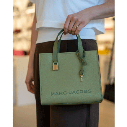 Marc Jacobs Women's Mini Grind Branded Leather Tote Bag Green