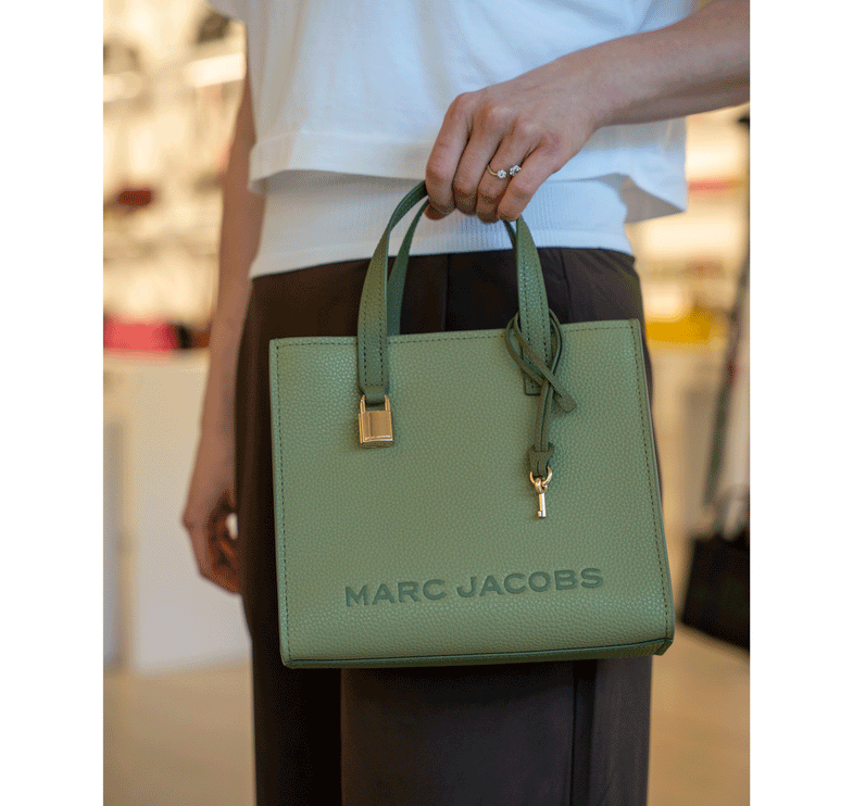 Marc Jacobs Women's Mini Grind Branded Leather Tote Bag Green