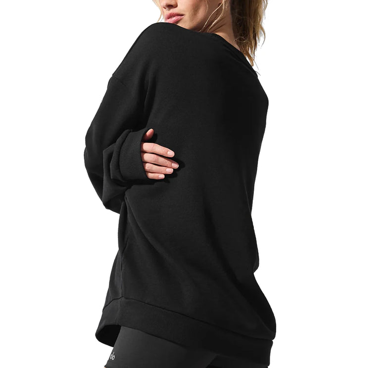 alo Women's Chill Crew Neck Pullover Black