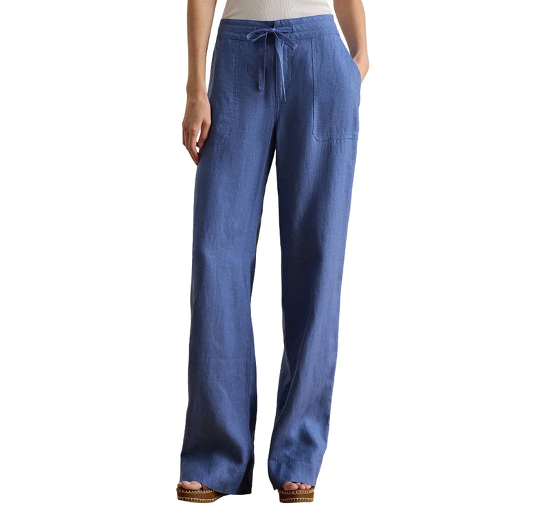Polo Ralph Lauren Women's Linen Wide-Leg Pant Carson Blue