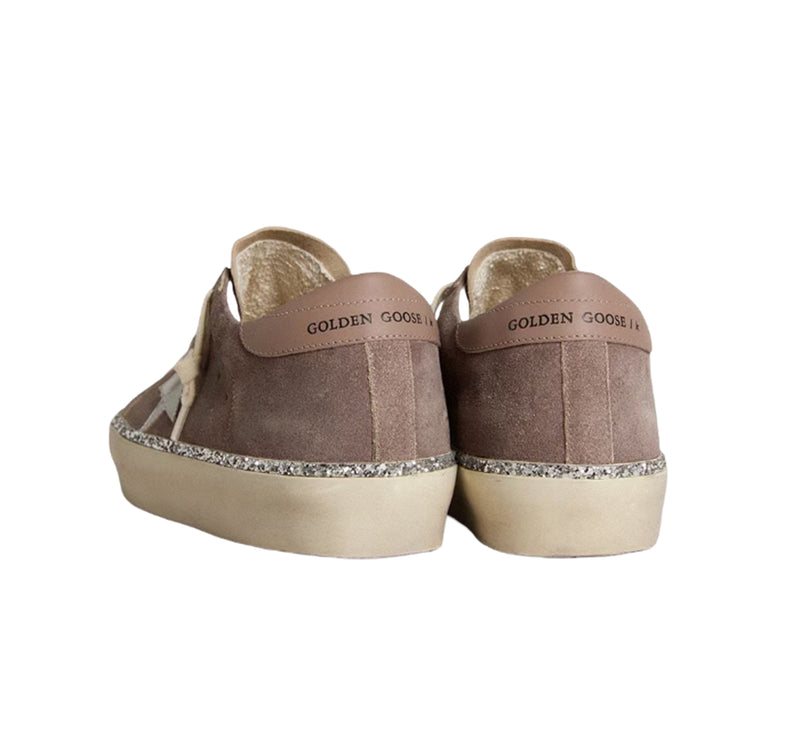 Golden Goose Women's Hi Star in Suede with Silver Leather Star and Leather Heel Tab