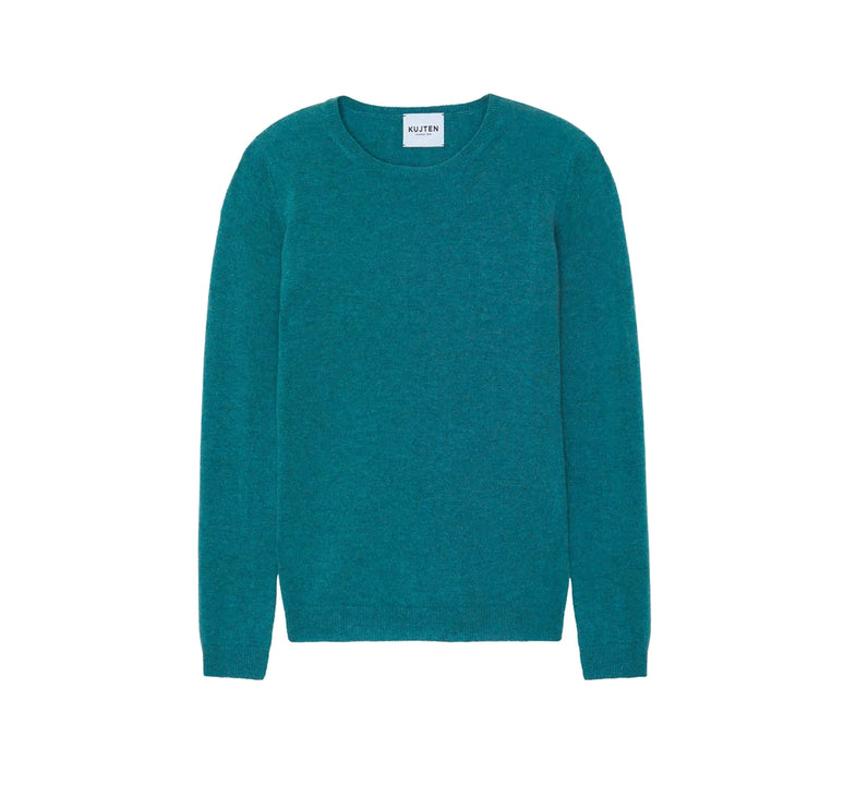 KUJTEN Women's Charly Round Neck Cashmere Sweater Marl Green