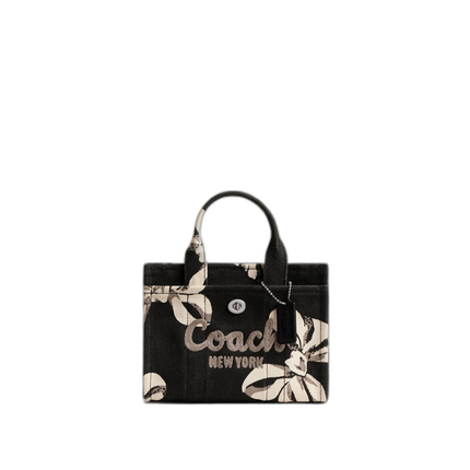 Coach Women's Cargo Tote Bag 20 With Bow Print Silver/Black