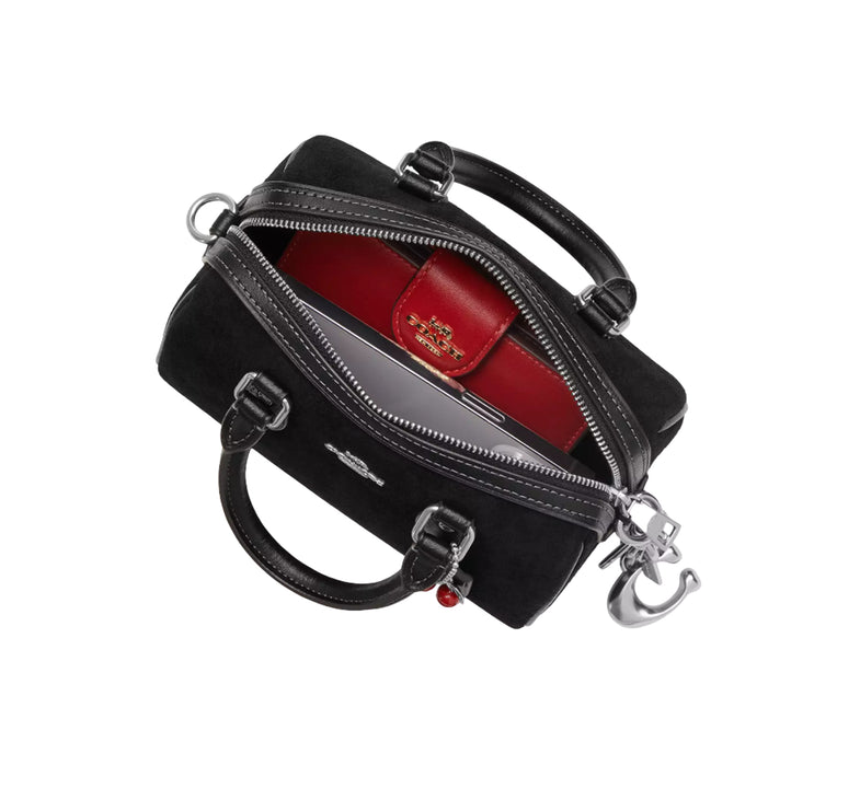 Coach Women's Mini Rowan Crossbody Bag With Cherry Charm Black/Silver