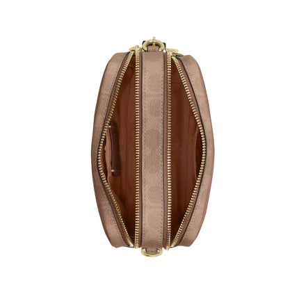 Coach Women's Mini Carey Crossbody Bag In Signature Canvas Gold/Tan/Brown