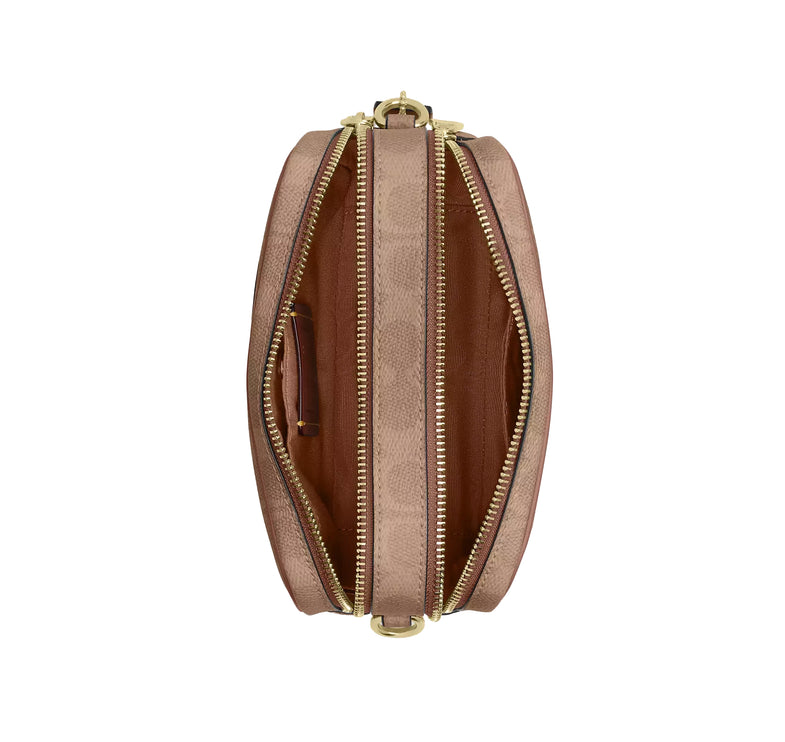Coach Women's Mini Carey Crossbody Bag In Signature Canvas Gold/Tan/Brown