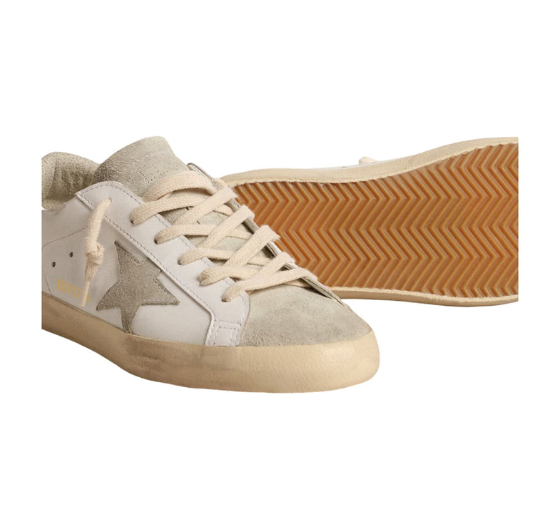 Golden Goose Women's Super Star Sneakers with Gray Star and Silver Glitter