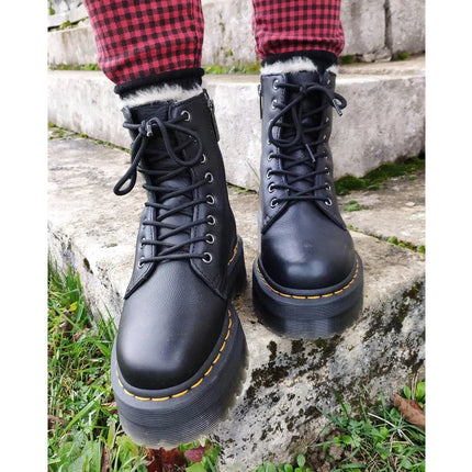 Dr. Martens Unisex Jadon Faux Fur Lined Leather Platform Boots Black