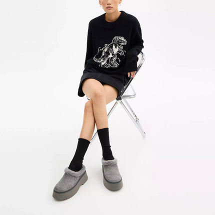 Coach Women's Cecelia Clog In Signature Suede Charcoal