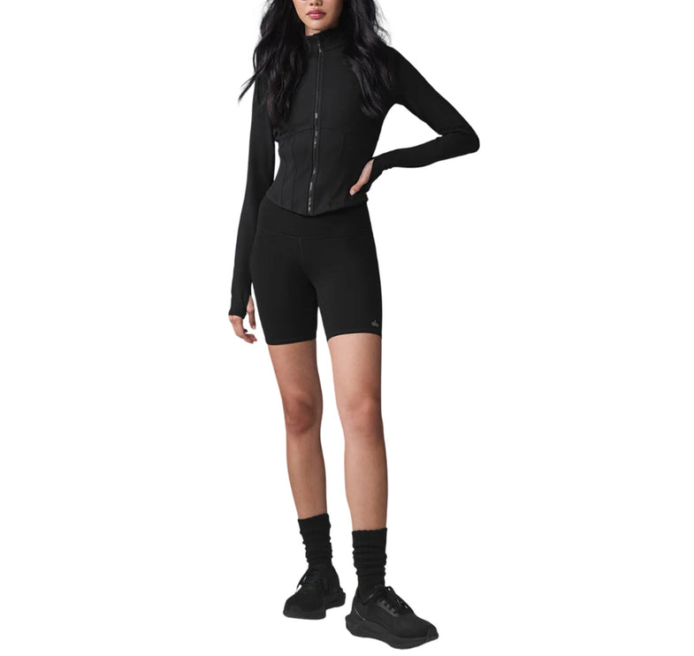 alo Women's Airbrush Corset Full Zip Jacket Black