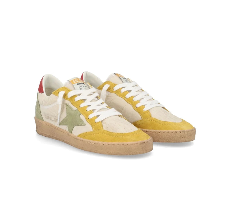 Golden Goose Women's Ball Star Sneakers Green Star Yellow Multi