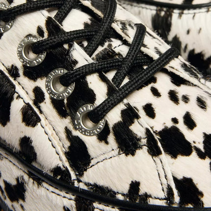 Dr. Martens Women's Buzz 5 Eye Dalmatian Hair On Leather Shoes Cream/Black