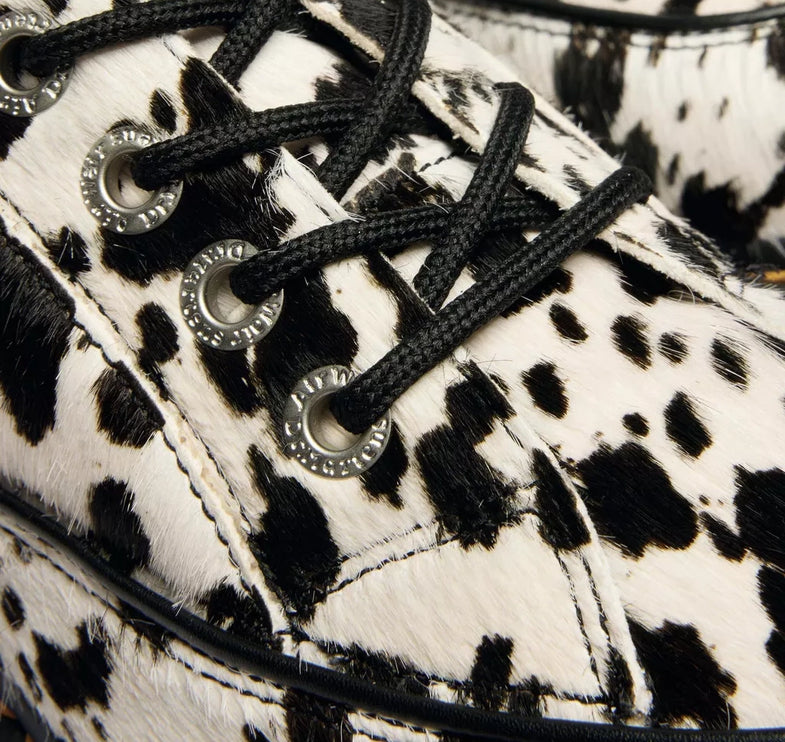 Dr. Martens Women's Buzz 5 Eye Dalmatian Hair On Leather Shoes Cream/Black