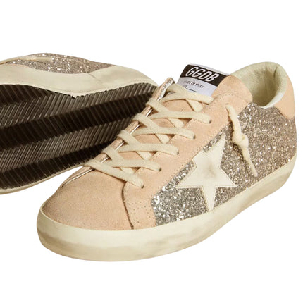 Golden Goose Women's Super Star in Silver Glitter with Leather Star and Heel Tab