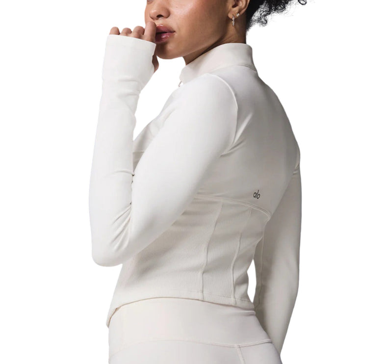 alo Women's Airbrush Corset Full Zip Jacket Ivory