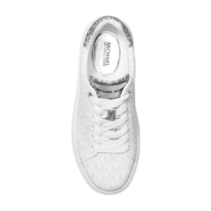 Michael Kors Women's Romey Metallic Two Tone Signature Logo Platform Sneaker Bright White