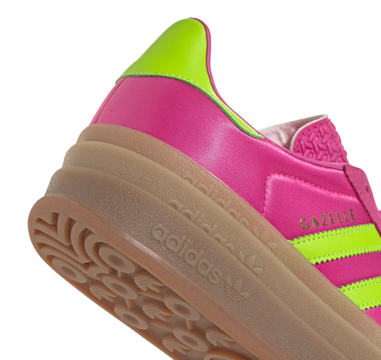 Adidas Women's Gazelle Bold Semi Lucid Fuchsia/Solar Slime/Gold Metallic JI2705