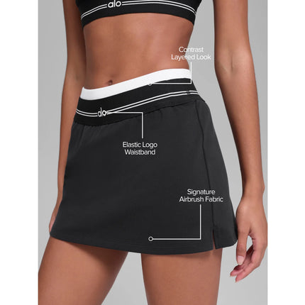 alo Women's Airbrush Better Together Tennis Skirt Black/White