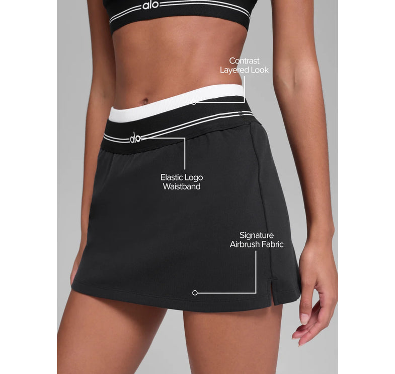 alo Women's Airbrush Better Together Tennis Skirt Black/White