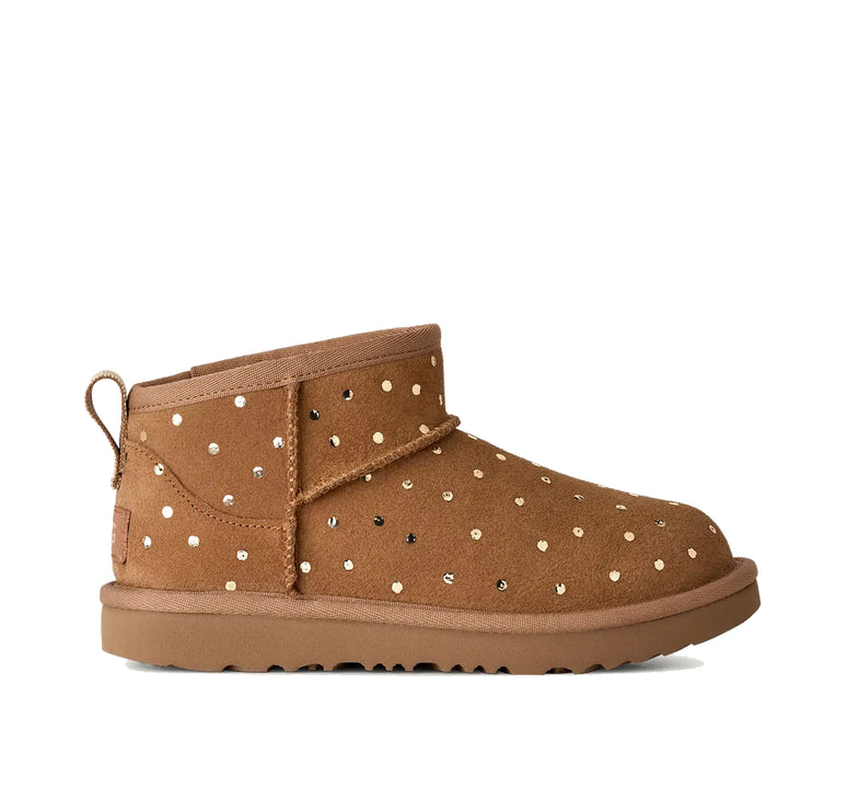 UGG Big Kids' Classic Ultra Mini Shiny Dots Chestnut
