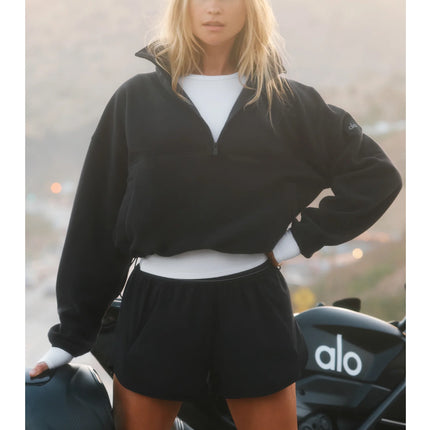 alo Women's Polar Fleece Retreat Cover Up Black