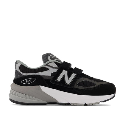 New Balance Little Kid's FuelCell 990v6 Hook & Loop Black with Silver PV990BK6