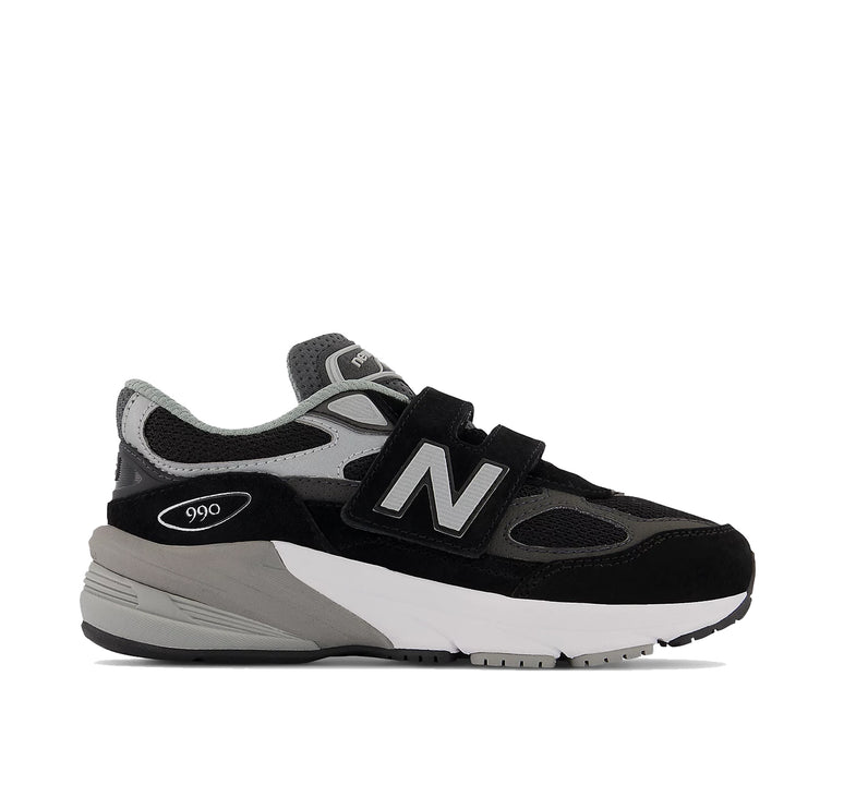 New Balance Little Kid's FuelCell 990v6 Hook & Loop Black with Silver PV990BK6