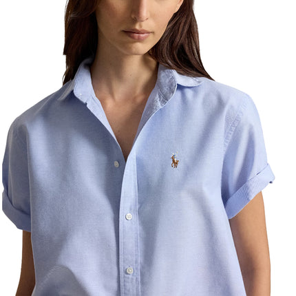 Polo Ralph Lauren Women's Cotton Oxford Short-Sleeve Shirt Blue Hyacinth