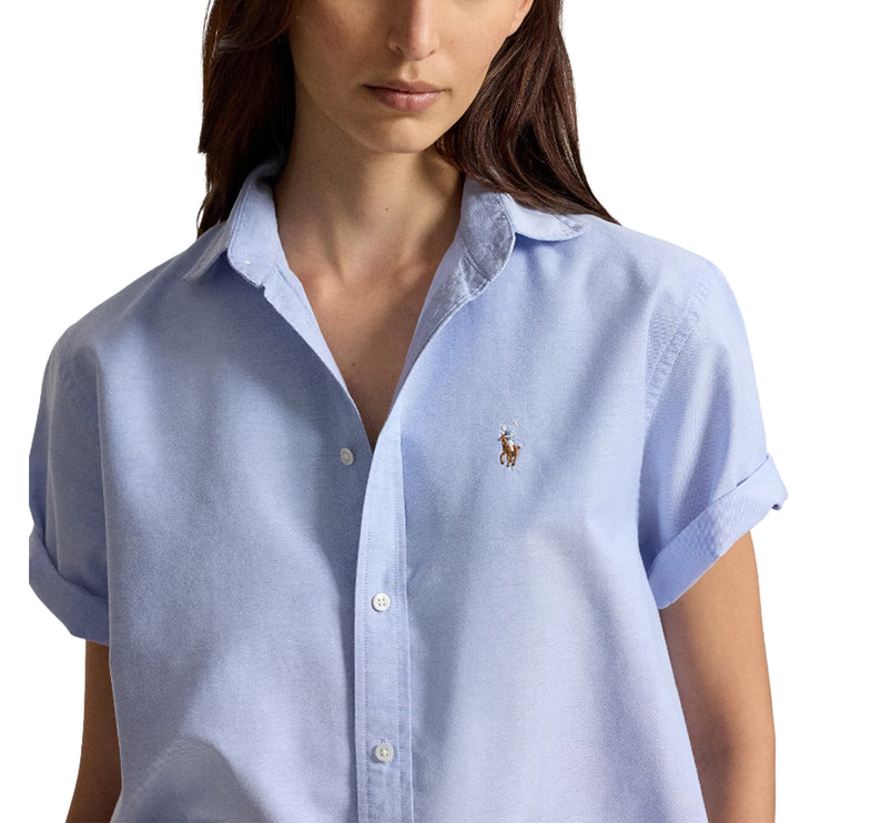 Polo Ralph Lauren Women's Cotton Oxford Short-Sleeve Shirt Blue Hyacinth